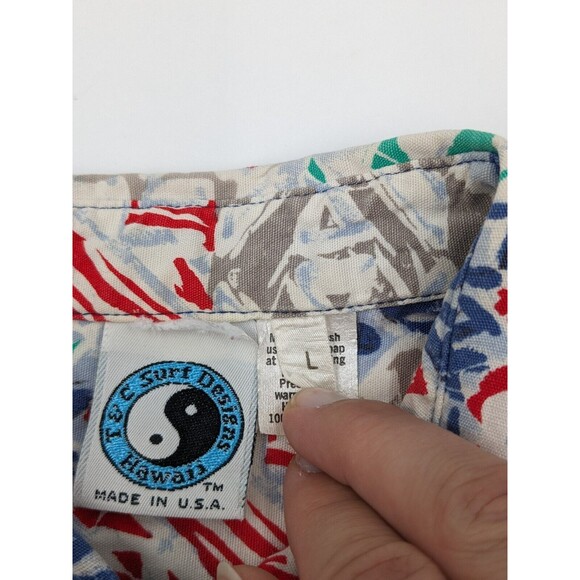 Vintage T&C Surf Designs Shirt Men's Large 90s Button Up Surfing Made in USA - Picture 5 of 9